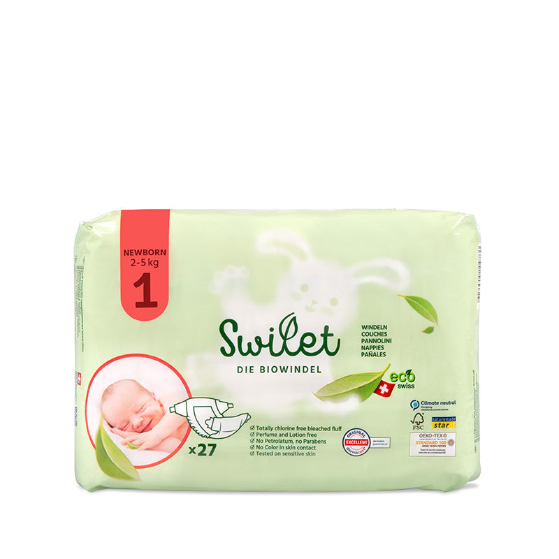 Swilet - Die Biowindel Gr. 1 Newborn 2-5Kg (27 STK) Beutel