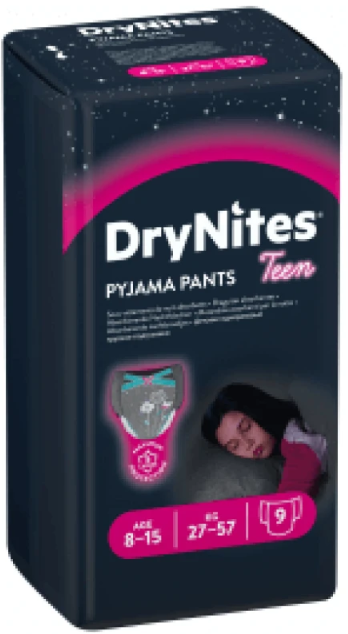 Huggies DryNites® Pyjama Pants Girl 8-15 Jahre (27-57 kg) Beutel (9 STK)