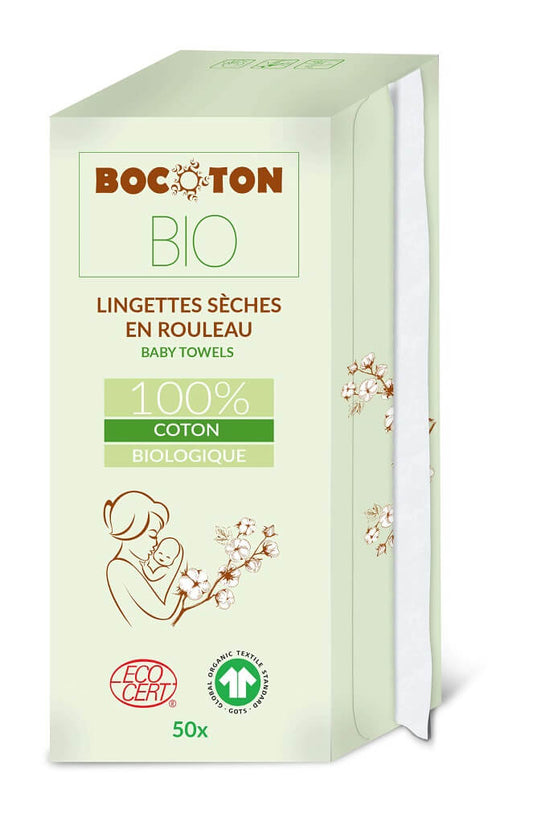 Bocoton Bio Baby-Wischtücher Trocken (50 STK - Rolle)