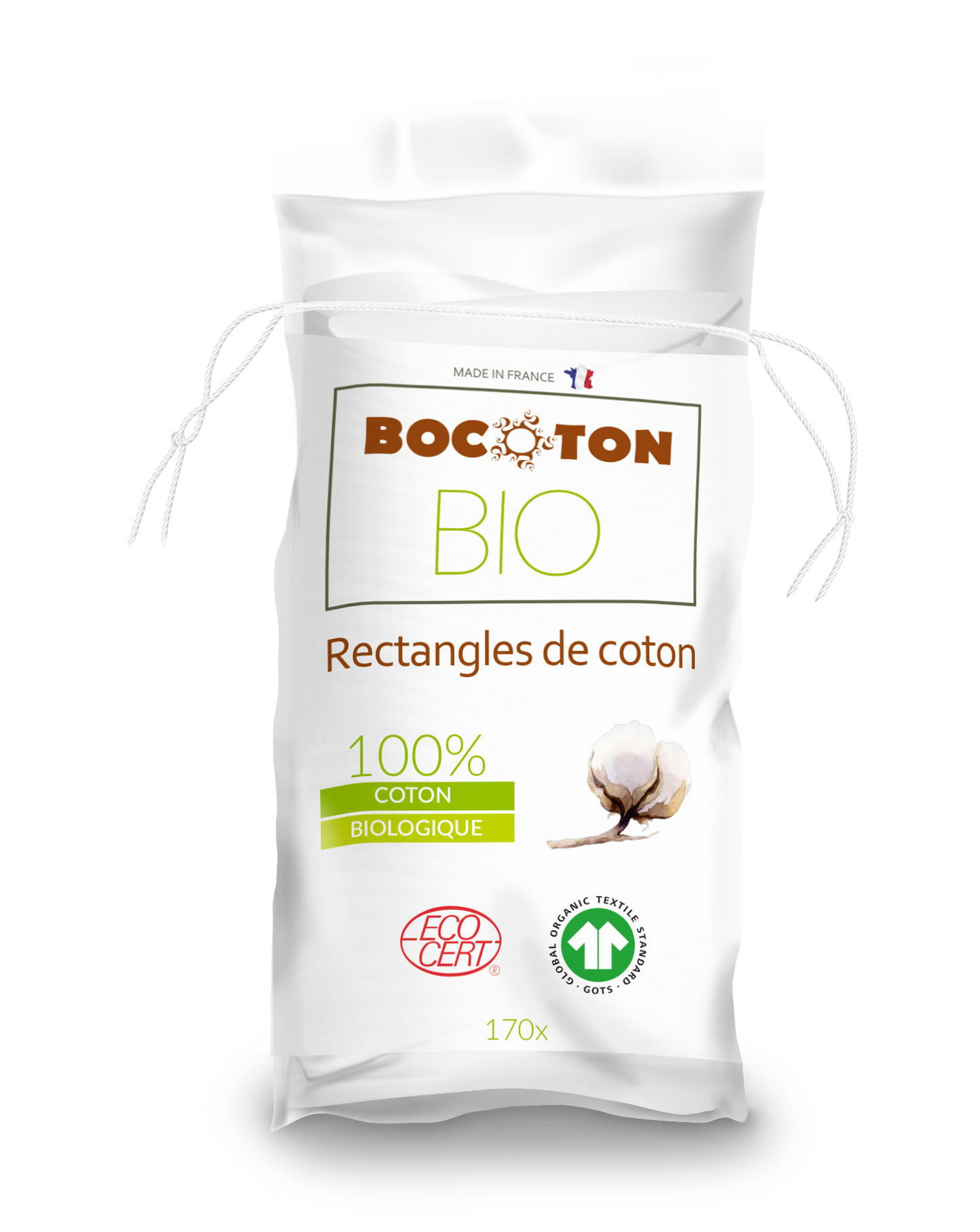 Bocoton Cotopads Extra Sanfte Bio Wattetücher (170 STK) 80 x 100mm