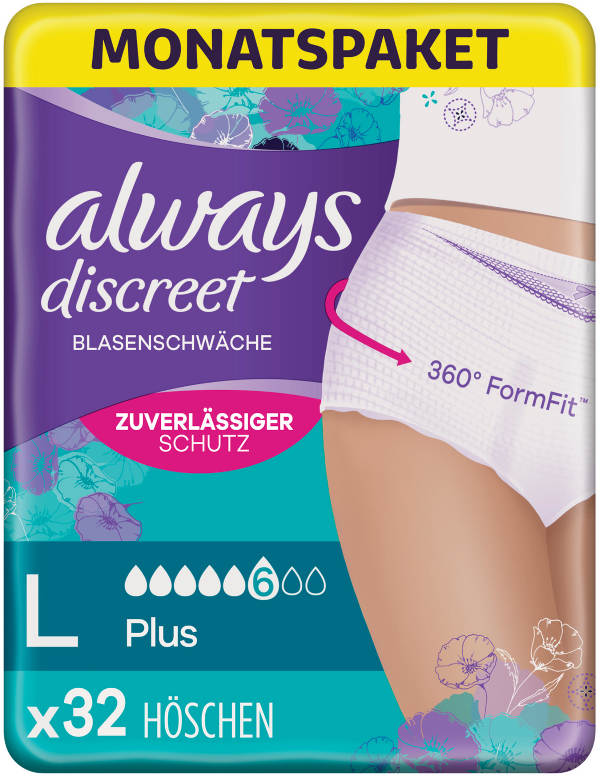 Always Discreet Inkontinenz-Höschen Plus Gr. L (32 STK) Monatspaket