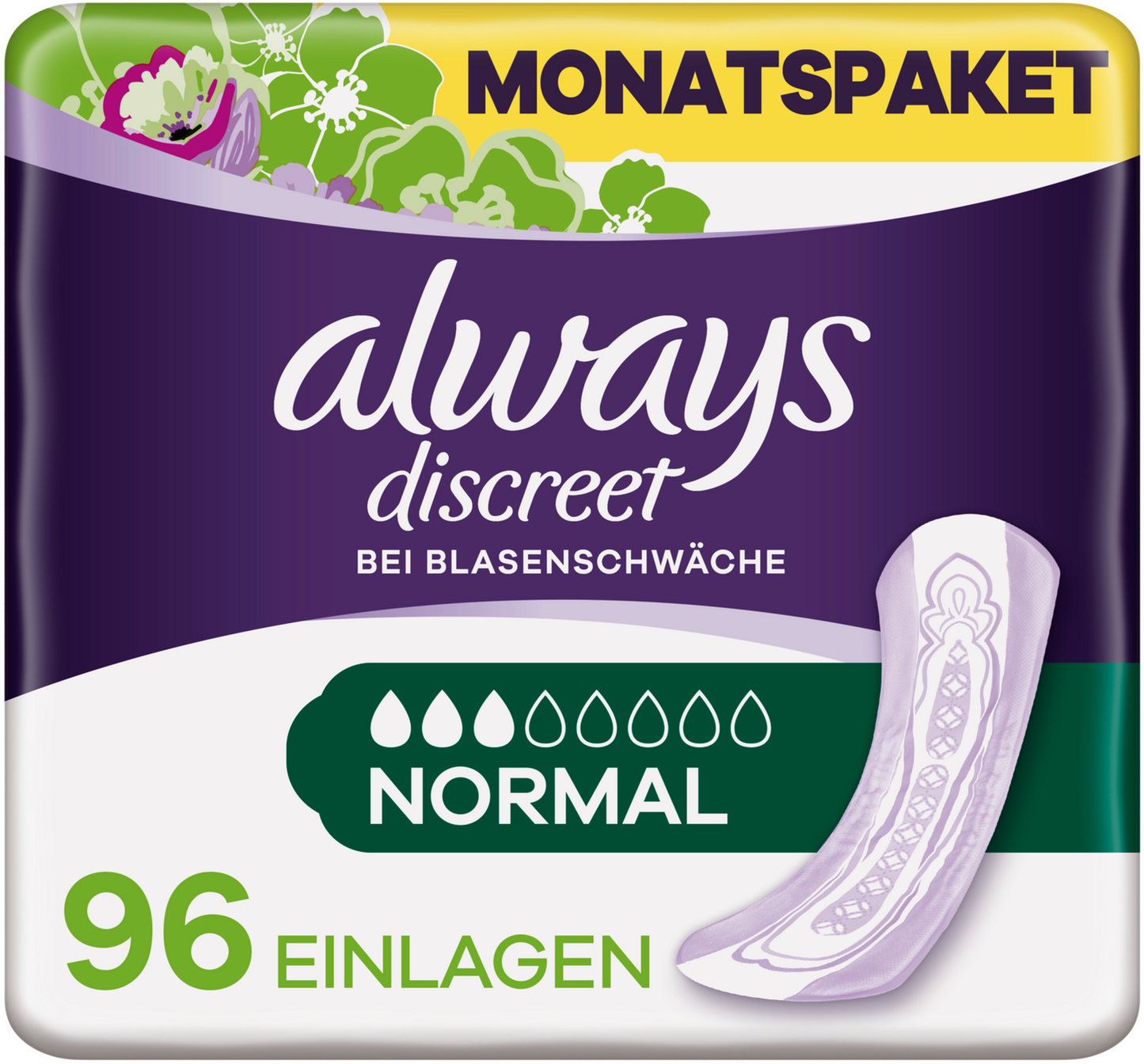 Always Discreet Inkontinenz-Einlagen Normal (96 STK) Monatspaket
