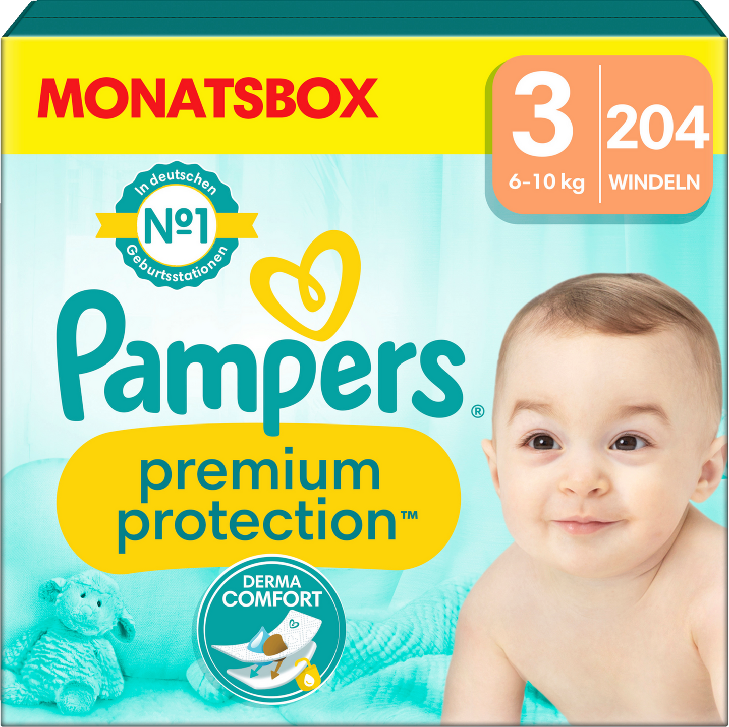 Pampers Premium Protection Gr.3 Midi 6-10kg (204 STK) Monatsbox