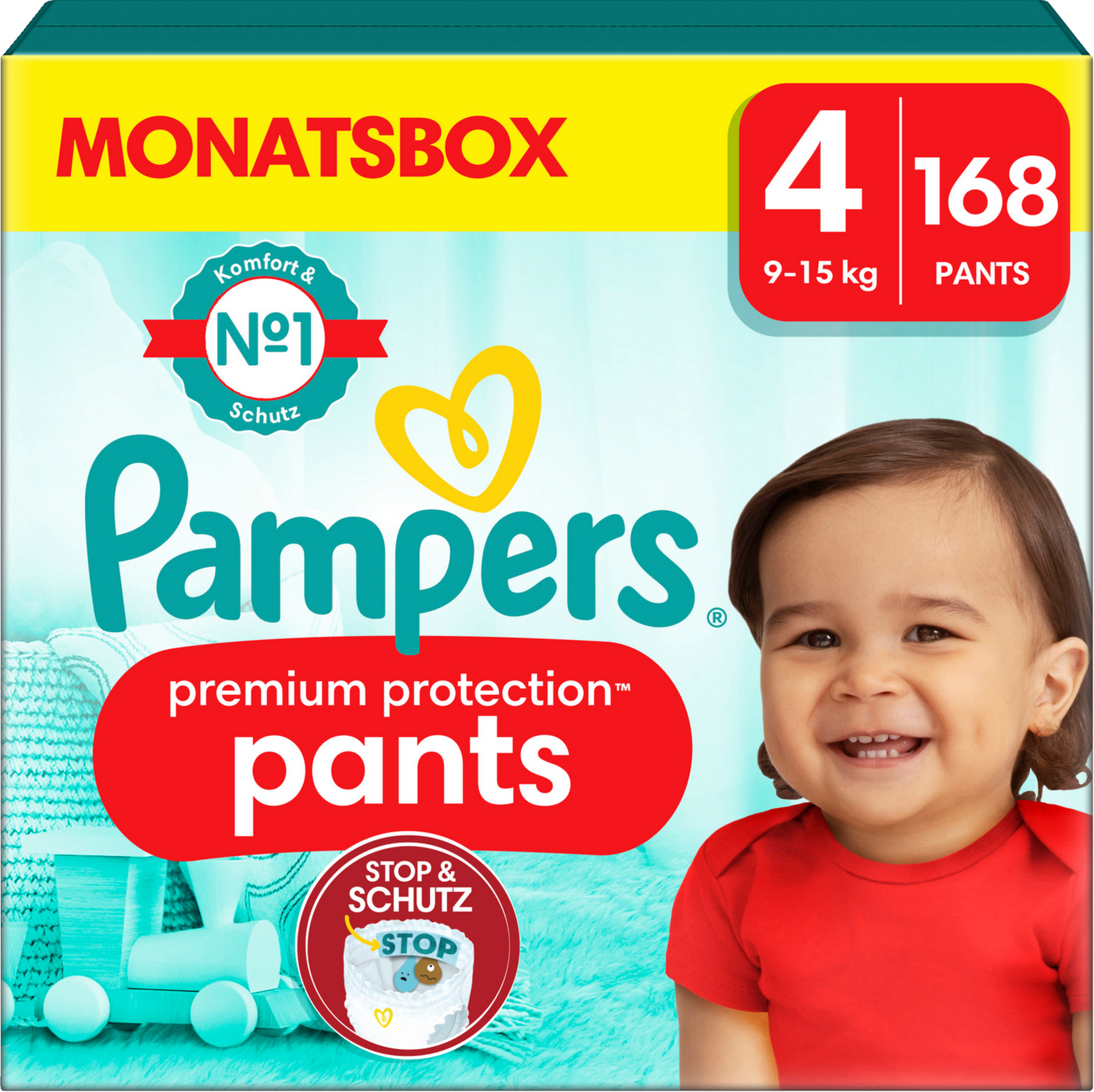 Pampers Premium Protection Pants Gr.4 Maxi 9-15kg (168 STK) Monatsbox